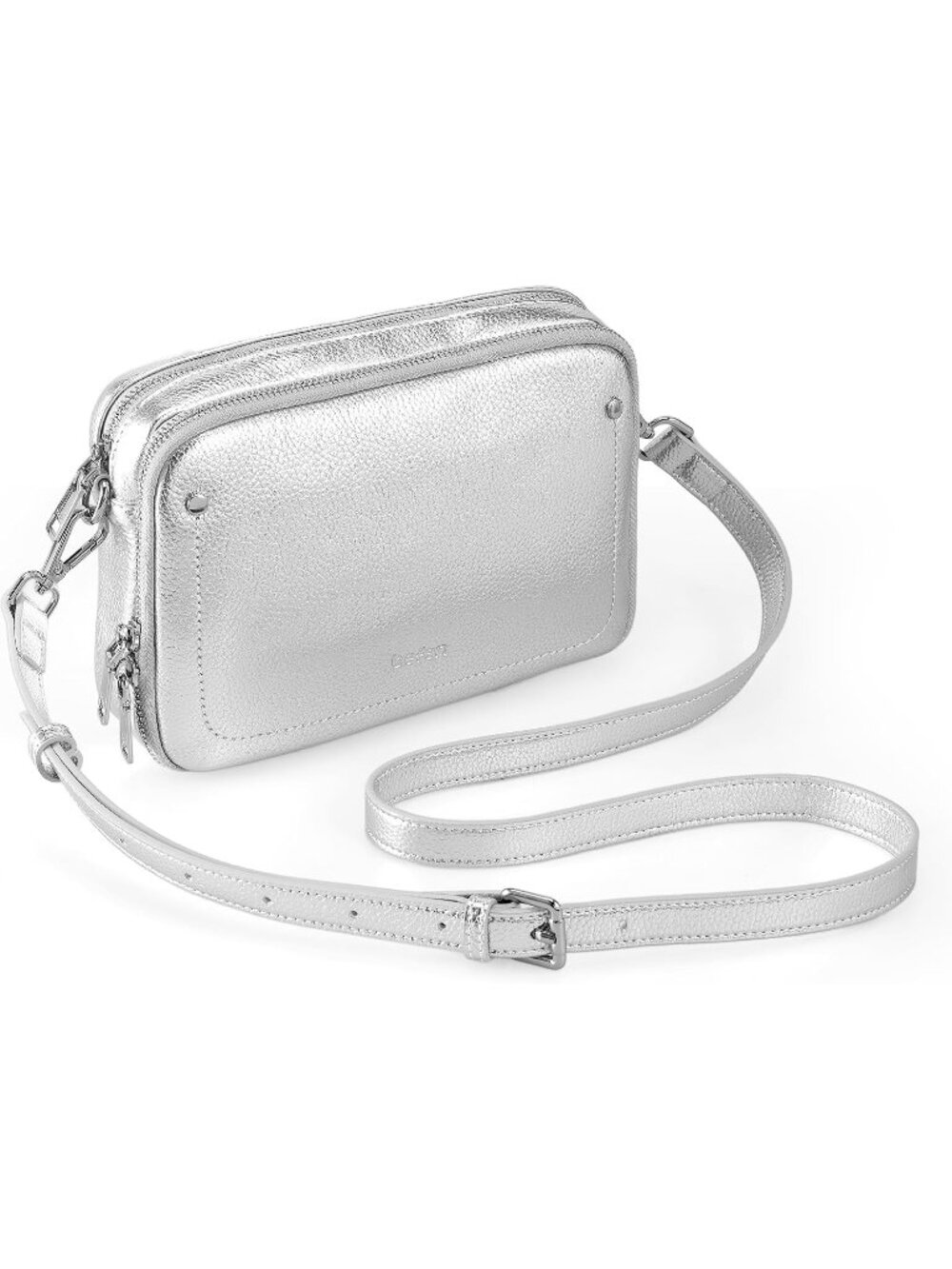 👜Women's Silver Genuine Leather RFID Crossbody Bag Camera Shoulder Purse Wallet